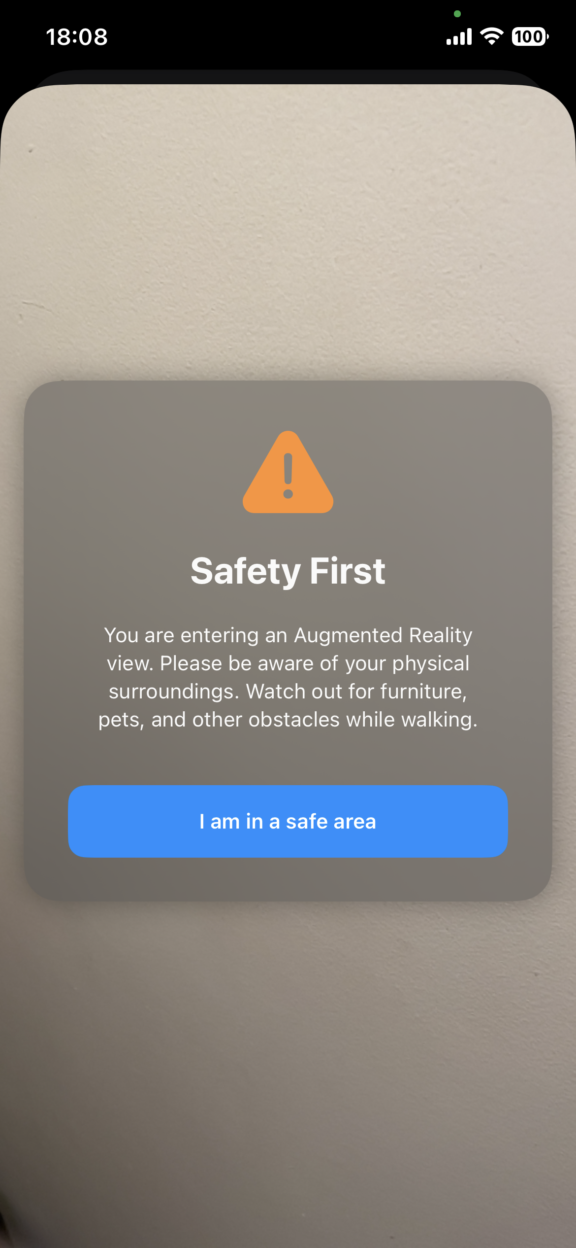 AR walkthrough showing signal strength mapped across a room